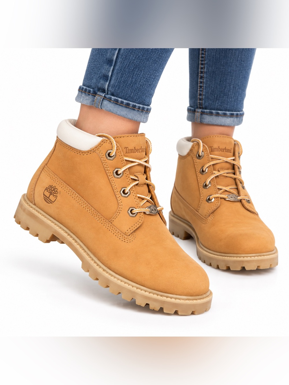 Timberland Size 7 Leather Women's Tan Nubuck Lace-Up Ankle Boots